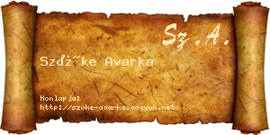 Szőke Avarka névjegykártya